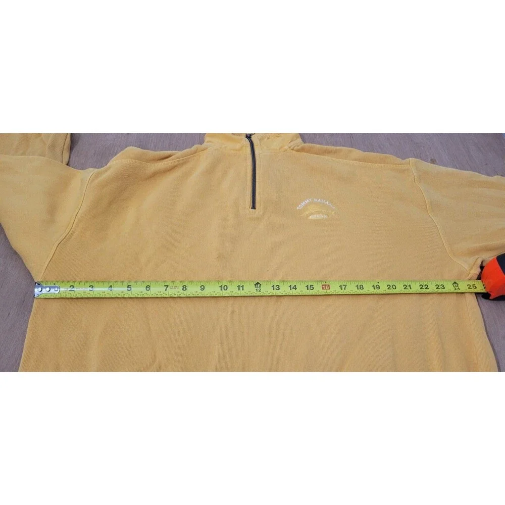 Tommy Bahama Relax 1/4 Zip Pullover Sweatshirt Yellow Large Marlin Logo Flaw!